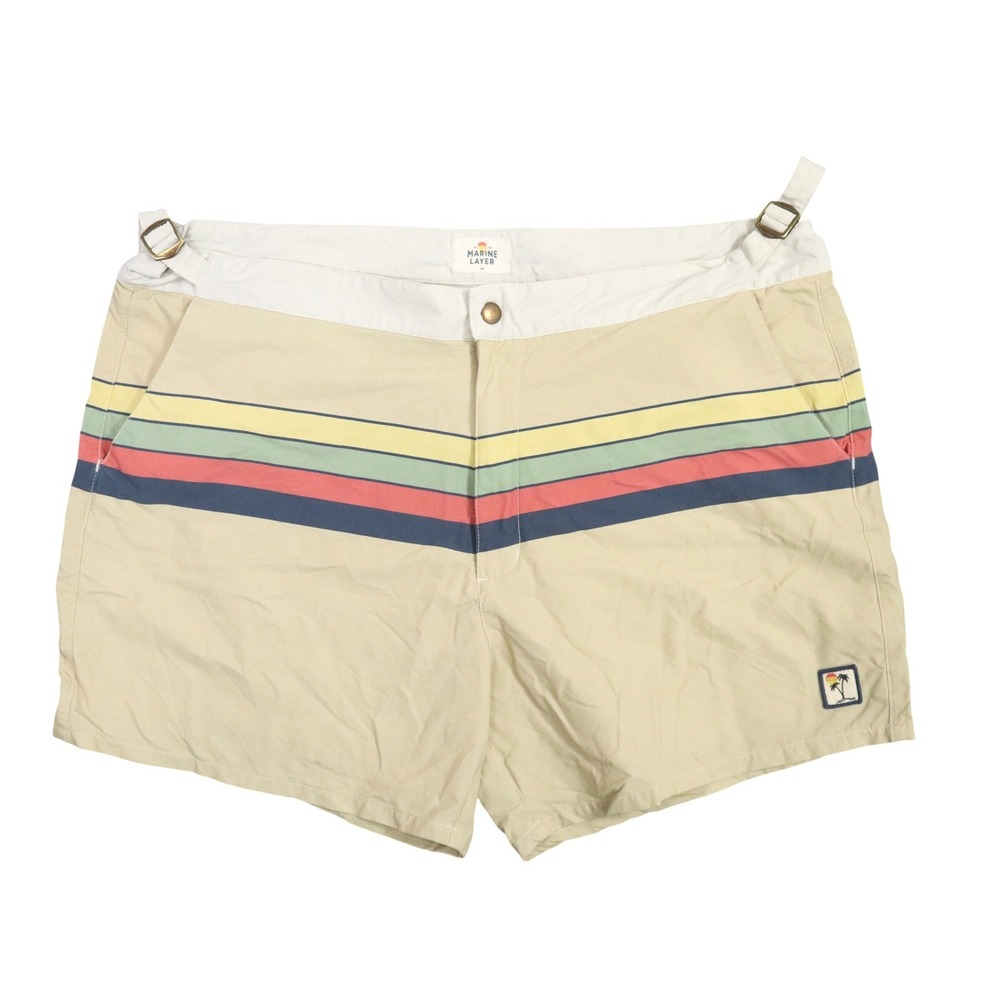 Marine Layer Sunset Stripe Board Shorts Mens 34 Tan Surf Beach Swim Summer 2022